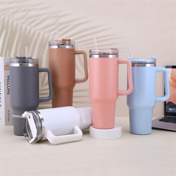 40 oz Tumbler With Handle and Straw Lid,Double Wall Vacuum Sealed Stainless Steel Insulated Tumblers,Travel Mug for Hot and Cold Beverages,Thermos Travel Coffee Mug (Multi Colour)